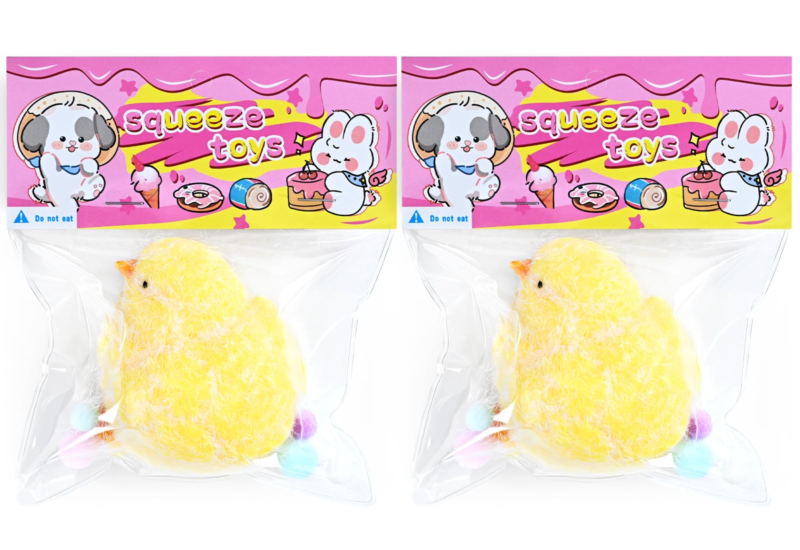 Handmade Chicken Squishy Toys Soft Squishy Chick Fidget Stress Relief Toys Silicone Squeeze Toys for Stress Relief (2pcs) ( Chicken )